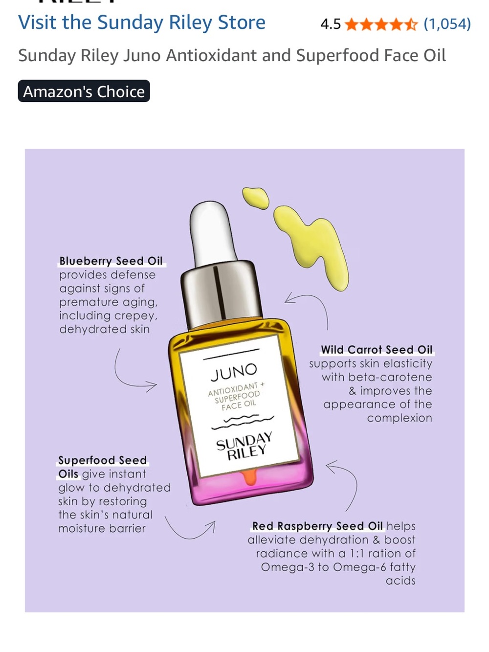 Sunday Riley Juno Face Oil Box in Blue and Gold Accents